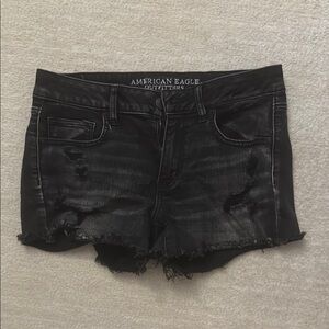 American Eagle Outfitters Black Distressed Jean Shorts